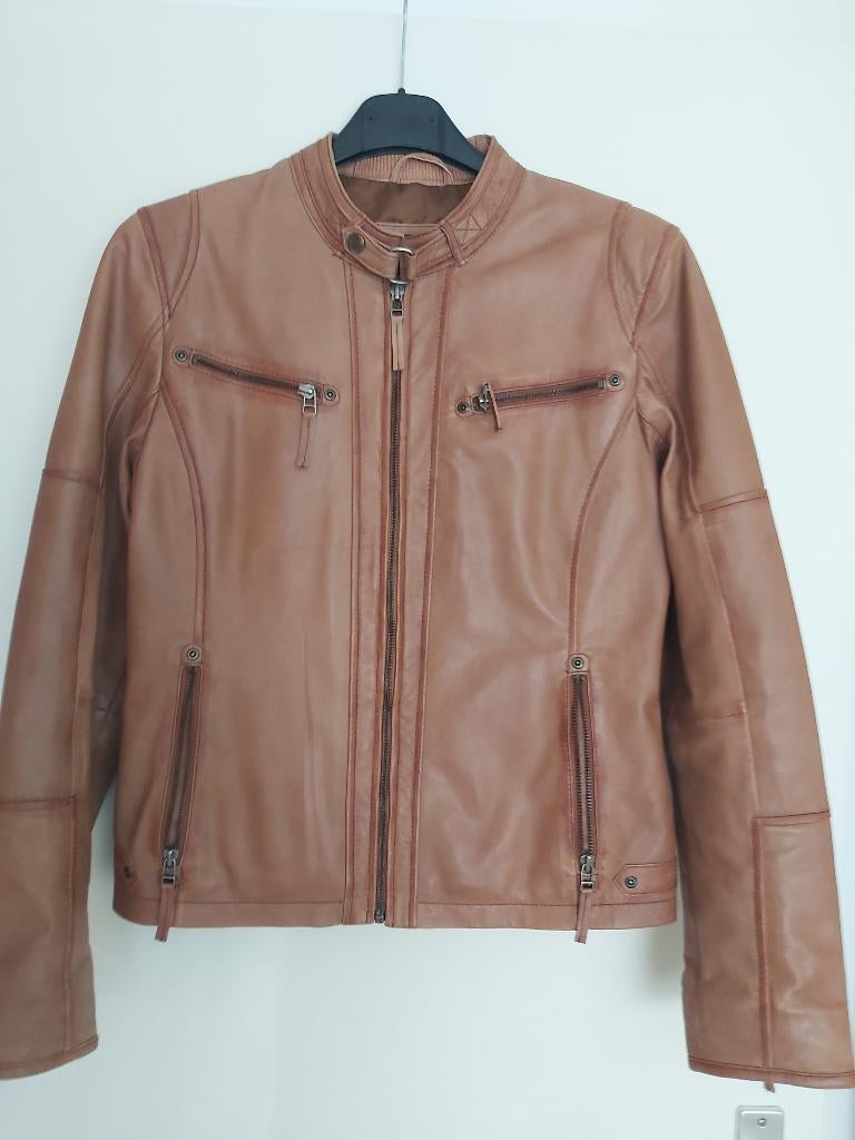 Leren dames jack cognac - Amber - Dutch Design, Maat 38/40 (M), Bruin, Ophalen of Verzenden, Onbekend