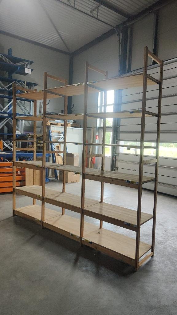 Houten Bruynzeel stelling 3m x 60cm x 2.88m (LxDxH), Zakelijke goederen, Kantoor en Winkelinrichting | Magazijn, Stelling en Opslag
