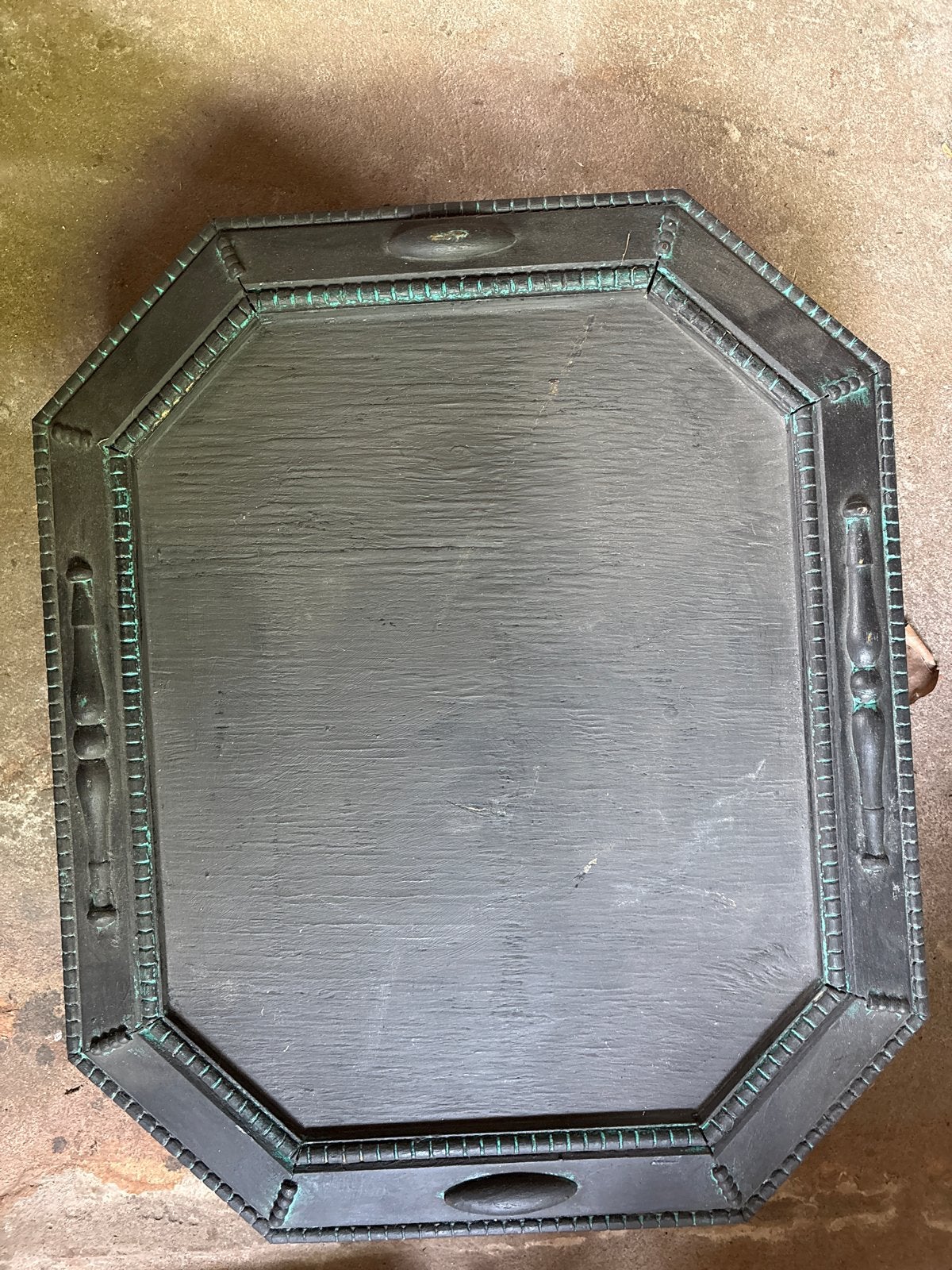 Antieke achthoekige dienblad met handvatten, Ophalen of Verzenden