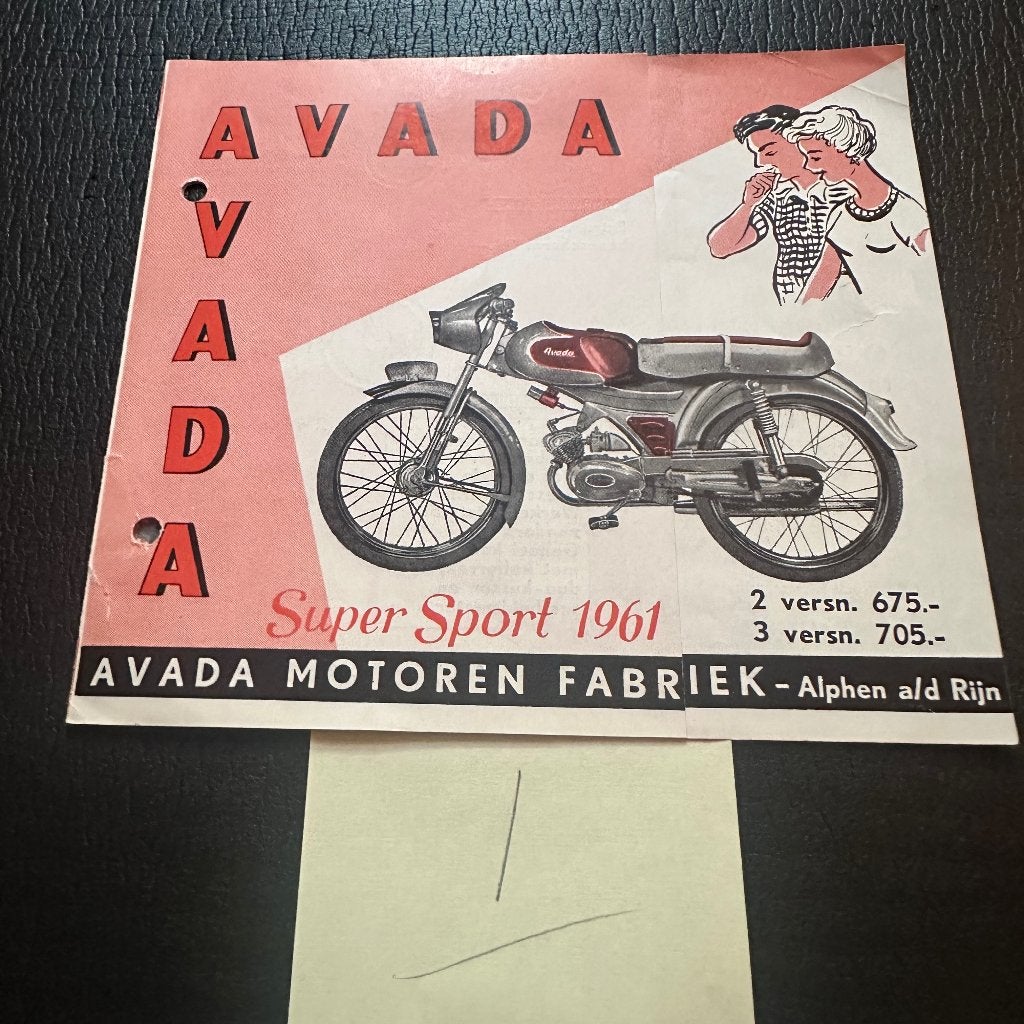 #1) AVADA Super Sport 1961 Bromfiets Folder, Verzenden, Gelezen, Folder