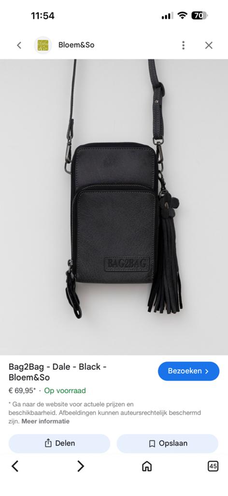 Bag2Bag crossbody tasje zwart leer, Ophalen of Verzenden, Zo goed als nieuw, Zwart, Leer