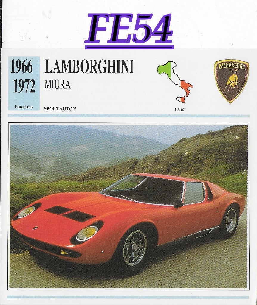 Fe54 autokaart lamborghini miura ( 1966 - 1972), Verzenden, Zo goed als nieuw, Auto's