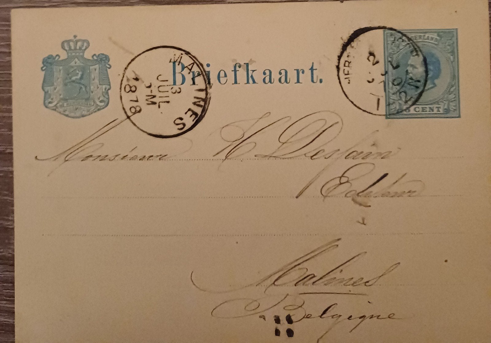NEDERLAND  2  oude briefkaarten 1878, Postzegels en Munten, Ophalen of Verzenden