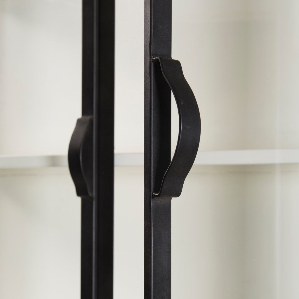 Buffetkast exclusief zwart metaal glas 142 cm breed actie, 100 tot 150 cm, 200 cm of meer, Industrieel, Trendy ,BUFFETKAST zwart ,metaal glas 142 cm mooi