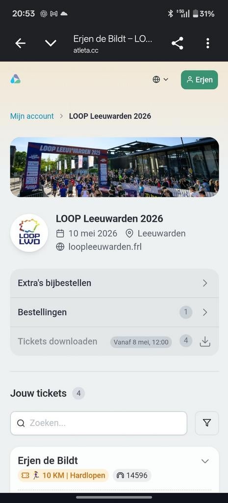 Ticket 10km loop leeuwarden, Auto diversen, Autoradio's, Ophalen of Verzenden