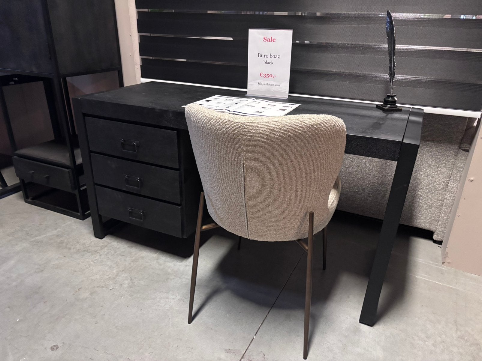 Buro Black Mangohout - Showroom Opruiming, Huis en Inrichting, Ophalen, Zwart, Zo goed als nieuw, Industrieel