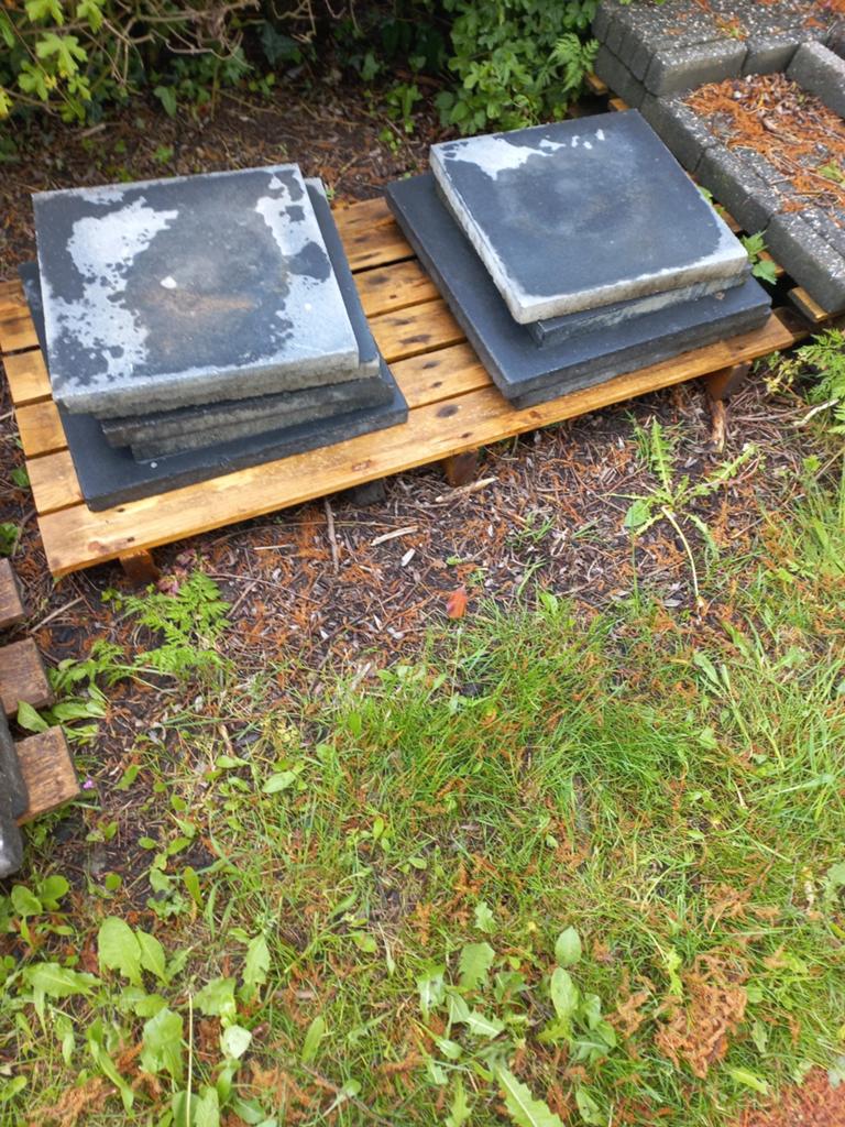 40x40 en 50x50 tegels antraciet, Tuin en Terras, Ophalen, Gebruikt, Beton, Terrastegels
