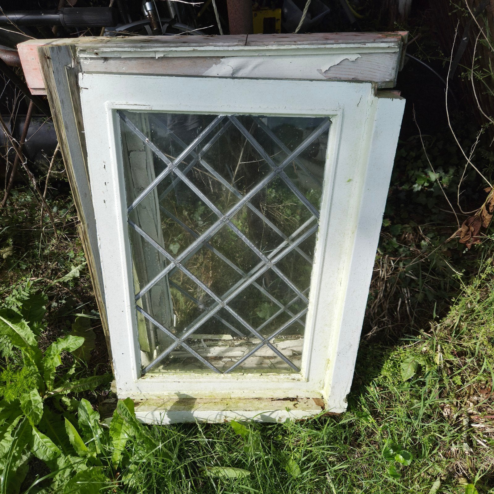 Oud raam met glas in lood, Gevelraam of Ruit, Gebruikt, Minder dan 80 cm, Ophalen of Verzenden
