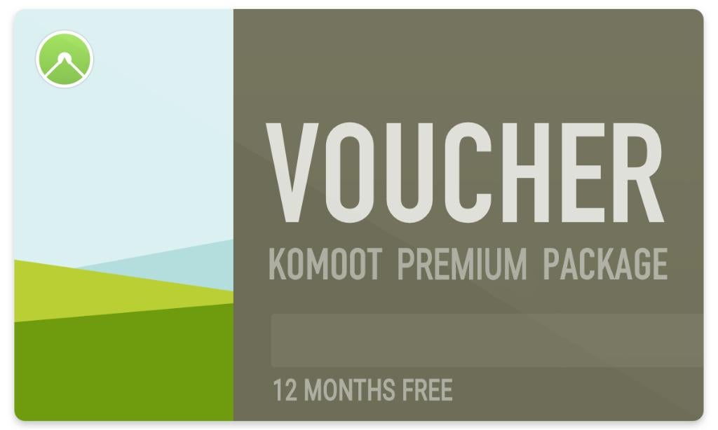 VOUCHER KOMOOT PREMIUM 12 maanden incl wereld (RPR 59,99), Eén persoon, Cadeaubon, Overige typen