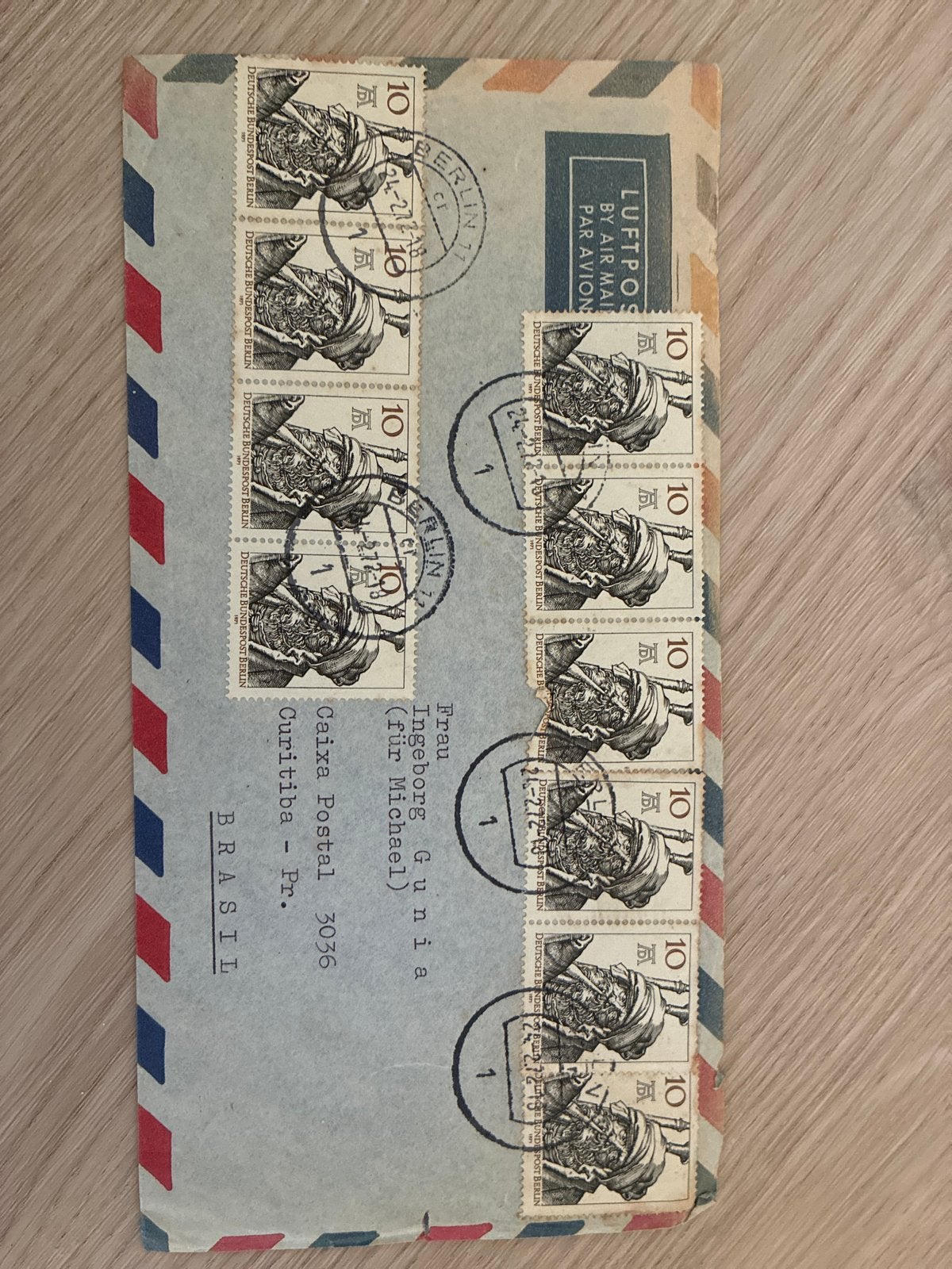 Zeldzame luchtpost envelop met Duitse postzegels, Ophalen of Verzenden, Envelop