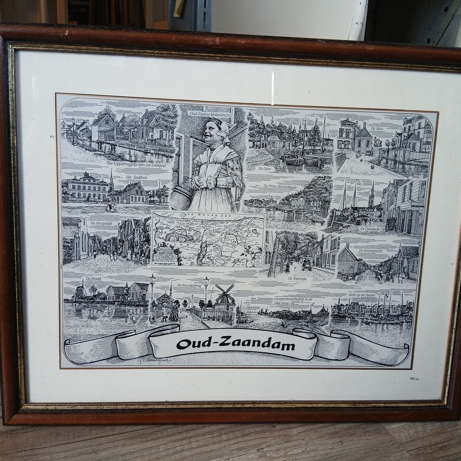 Oud Zaandam op glas geverfd, Antiek en Kunst, Curiosa en Brocante, Ophalen of Verzenden