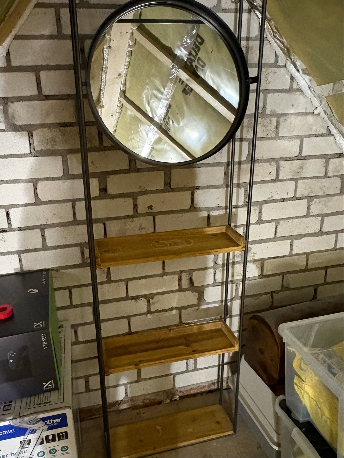 Spiegel met planken - 1.60m hoog, Huis en Inrichting, Woonaccessoires | Spiegels, Ophalen, Gebruikt, Overige vormen, 150 tot 200 cm