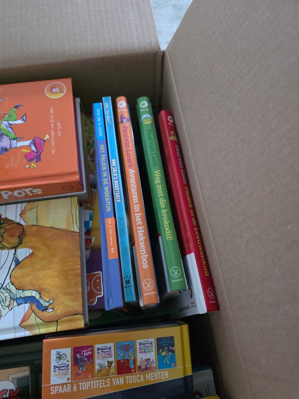 Grote doos vol kinderboeken en spelletjes, Ophalen