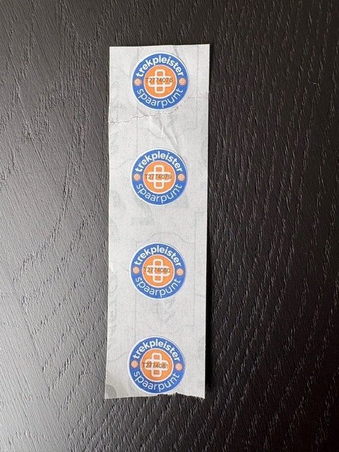 4 zegels van trekpleister voor bad- en keukentextiel, Ophalen of Verzenden, Winkel, Super of Benzinepomp, Zegels, Bonnen of Punten