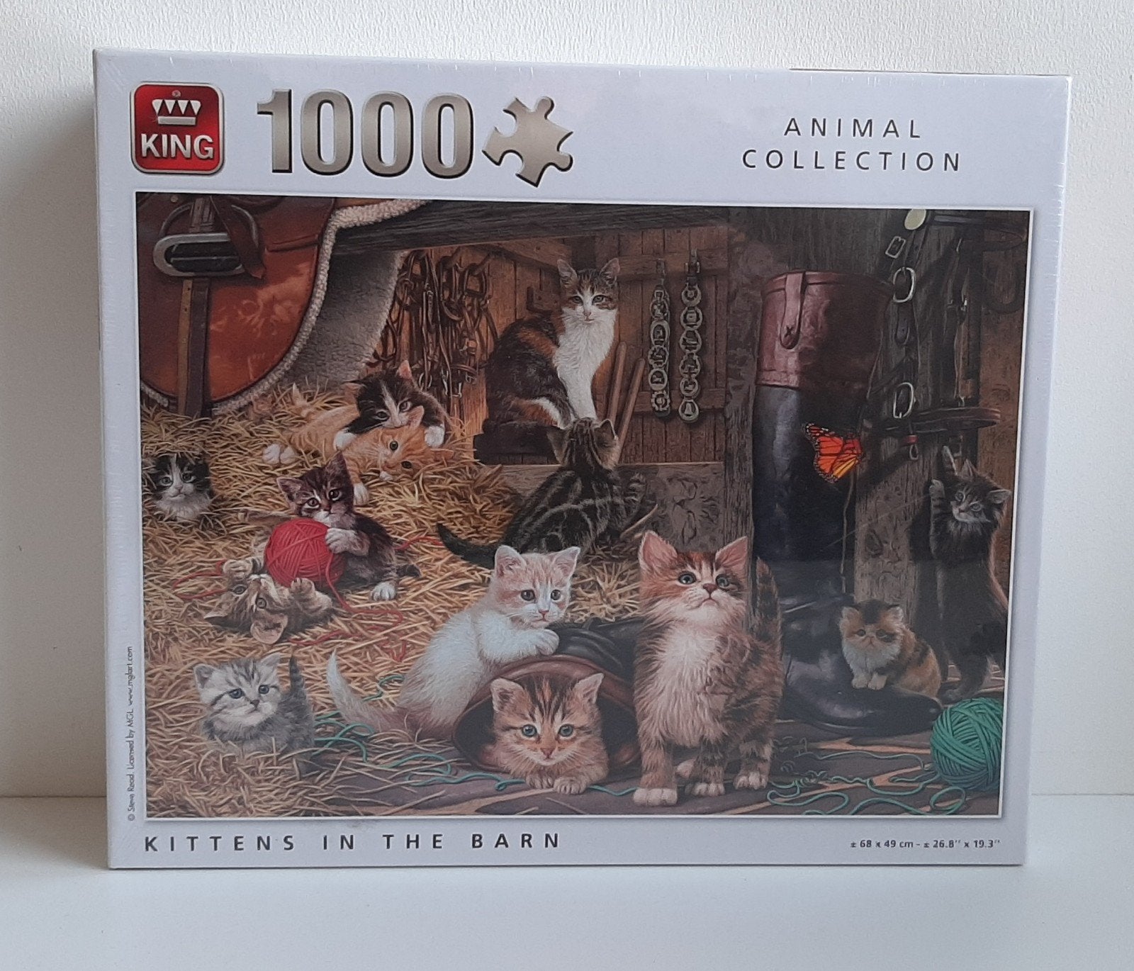 King puzzel. 1000 stukjes. Kittens in the barn., Ophalen of Verzenden, 500 t/m 1500 stukjes, Zo goed als nieuw