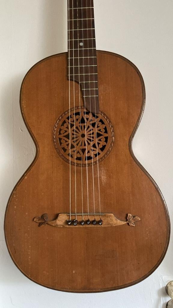 19th century parlor guitar - Antieke Klassieke Gitaar, Ophalen of Verzenden, Klassieke of Spaanse gitaar