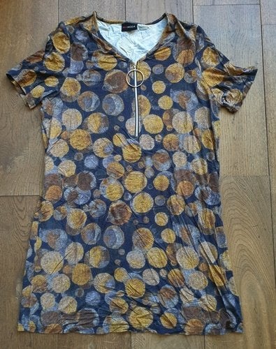 Zwart Okergele Jurk van Mia Moda (L), Zwart, Maat 42/44 (L), Ophalen of Verzenden, Gedragen