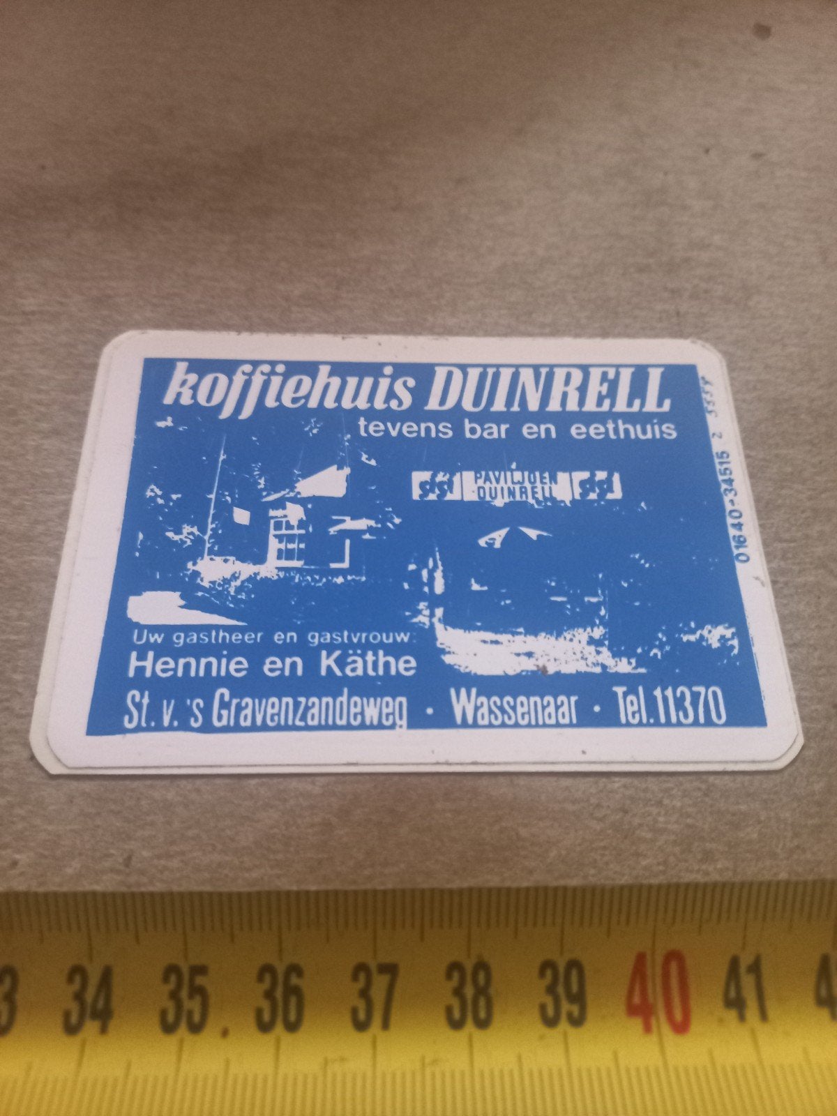 Vintage reclamesticker Koffiehuis Duinrell Wassenaar, Ophalen of Verzenden, Gebruikt