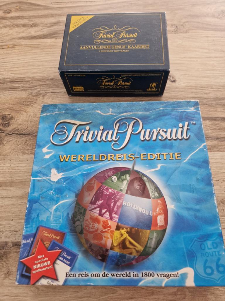 Trivial Pursuit Wereldreis-editie + Aanvullend Kaartset, Vijf spelers of meer, Ophalen of Verzenden, Gebruikt, Hasbro