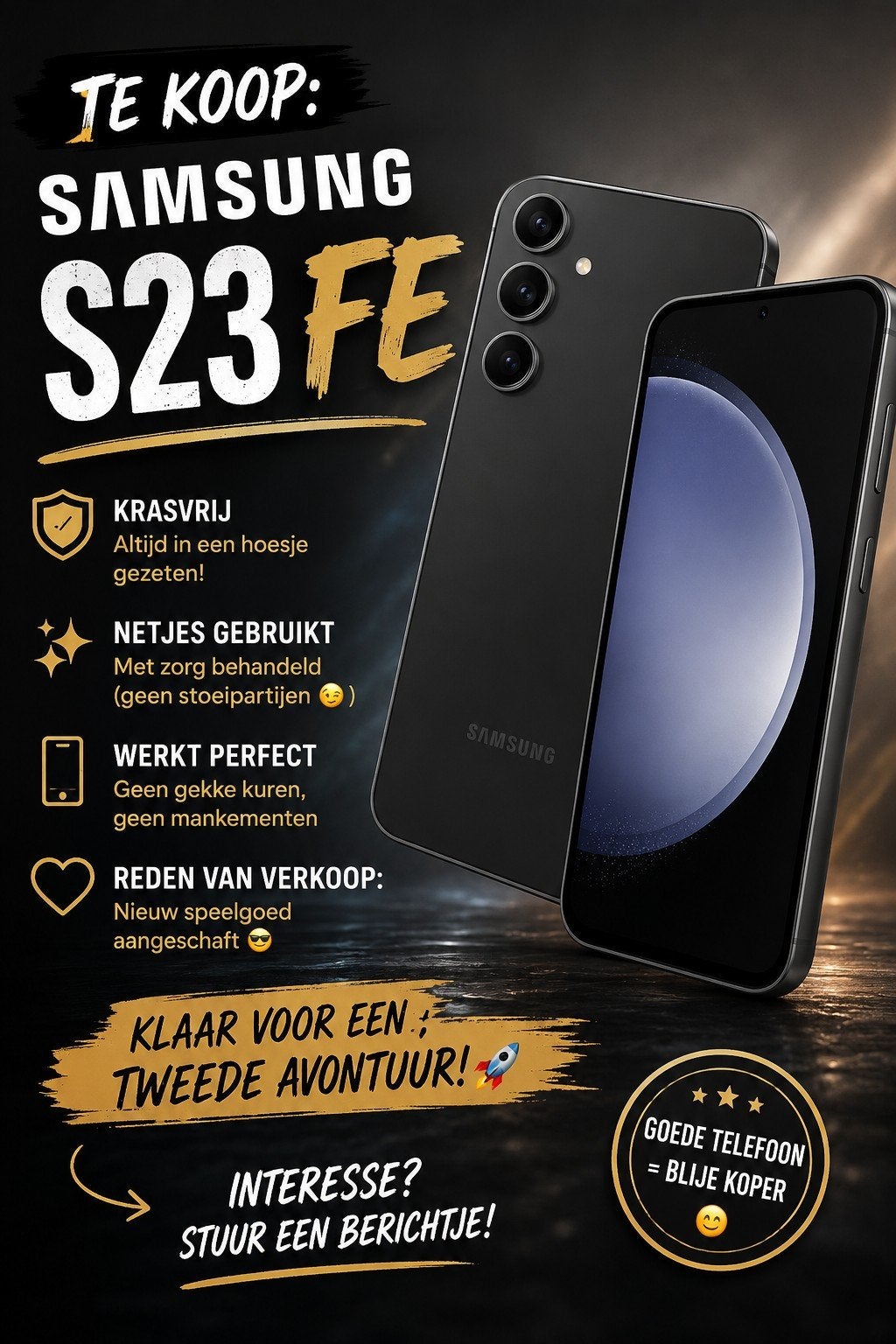 Samsung S23 FE - Krasvrij en zo goed als nieuw!, Telecommunicatie, Mobiele telefoons | Samsung, Ophalen