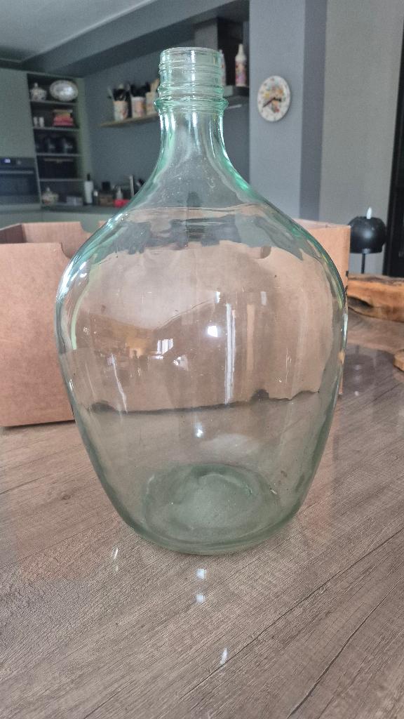 Vintage helder glazen gistfles (42 cm), Ophalen of Verzenden, Overige kleuren, Glas, Minder dan 50 cm