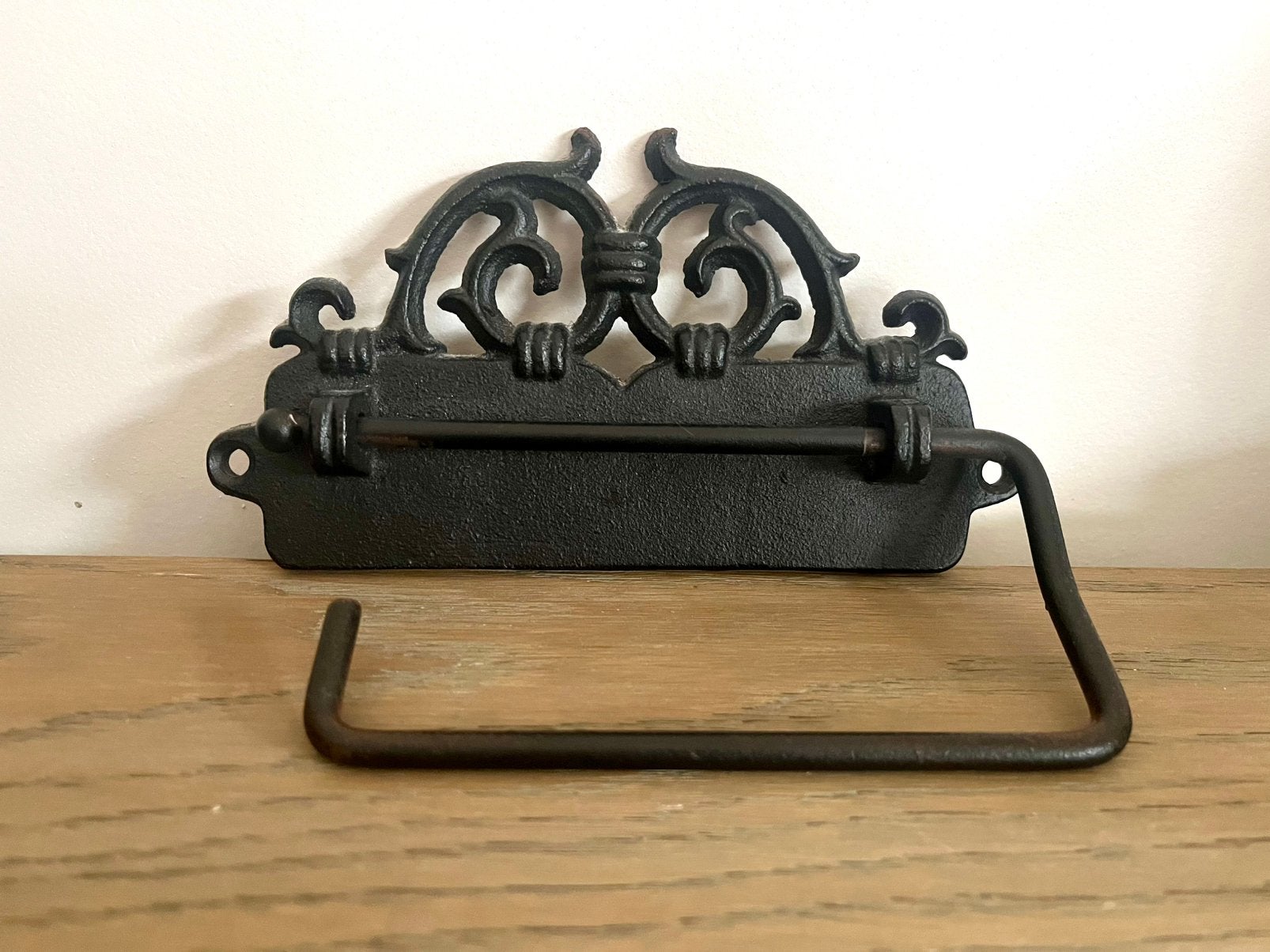 Brocante toiletrolhouder gietijzer badkamer toilet, Ophalen of Verzenden, Zo goed als nieuw, Zwart