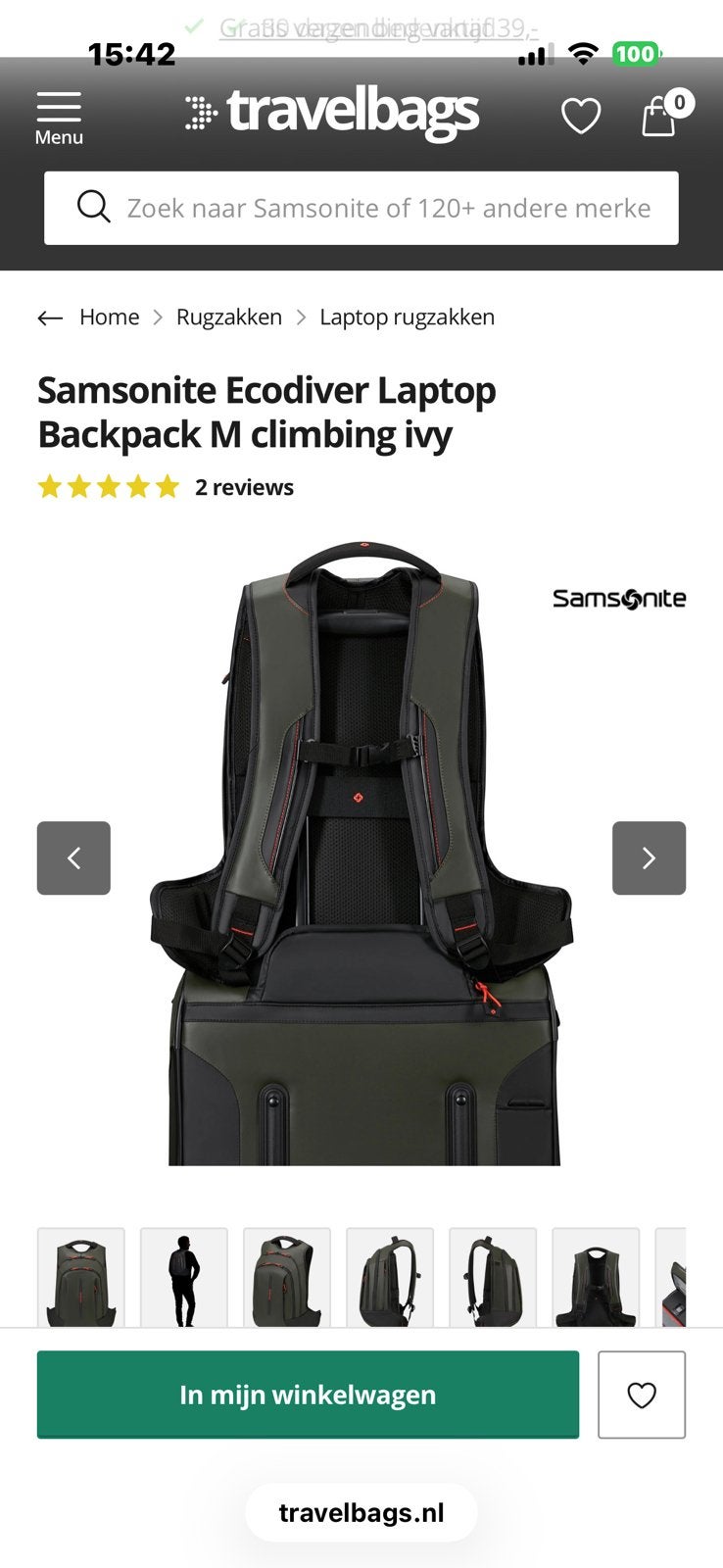 Samsonite Ecodiver laptoprugzak 15,6 inch, 15 inch, Nieuw, Ophalen of Verzenden, Tabletvak