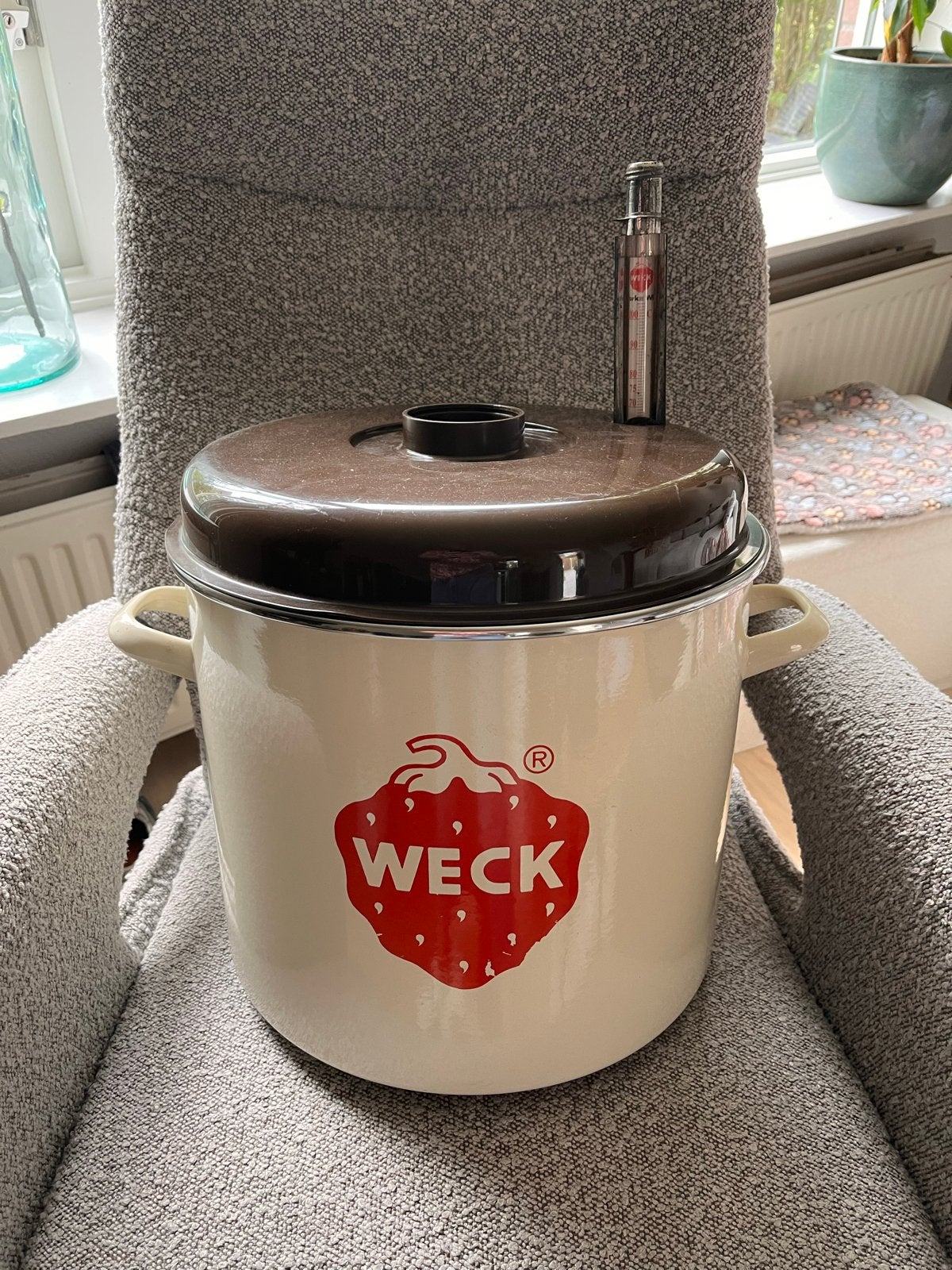 Weck Emaille Weckketel met Thermostaat en Ophaalrek, Ophalen, Gebruikt