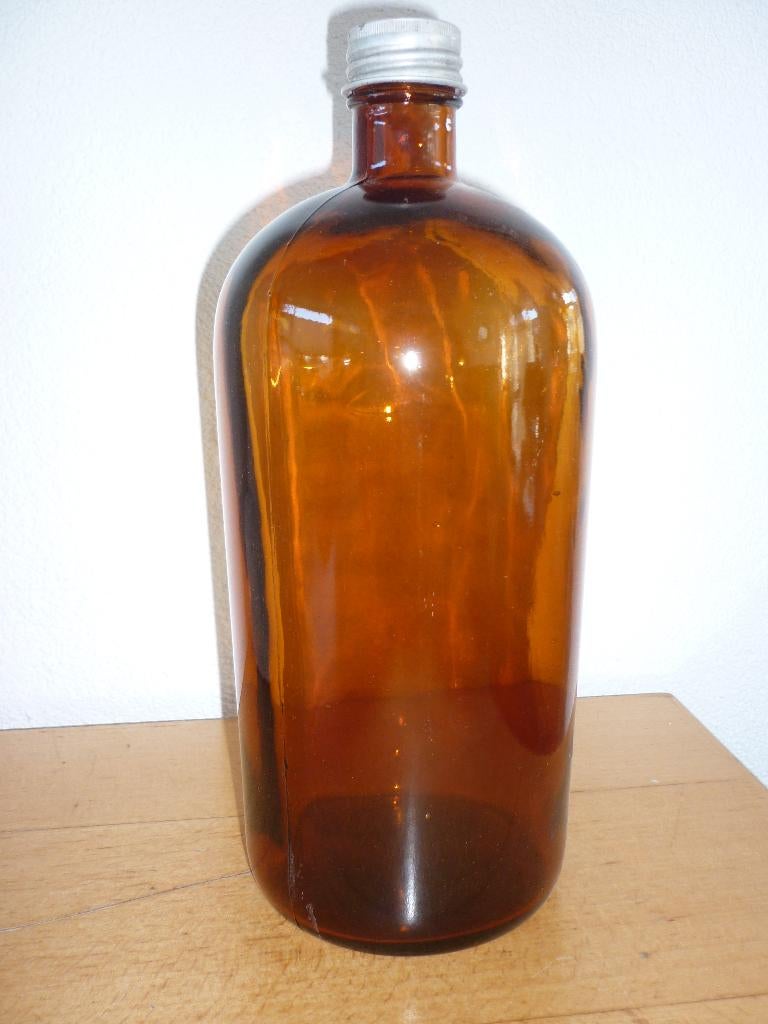 Oude fles - bruin glas, Antiek en Kunst, Curiosa en Brocante, Ophalen of Verzenden