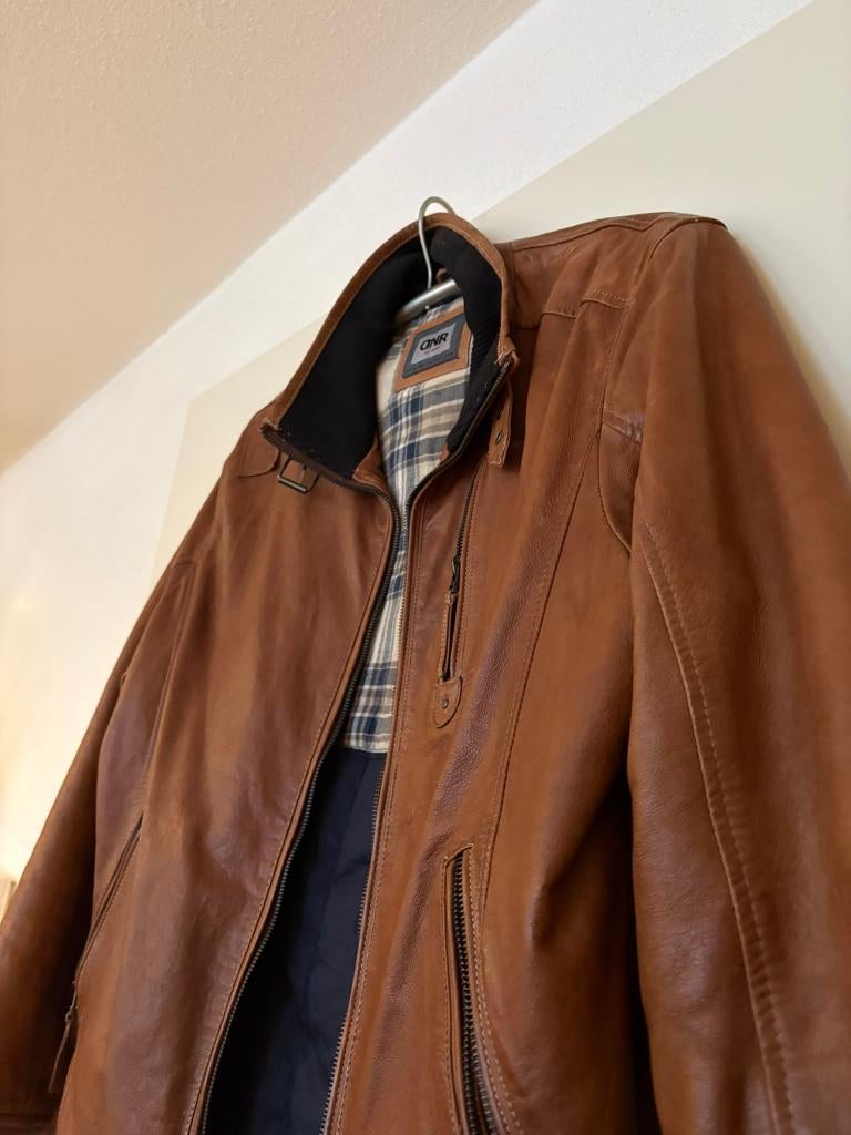 Lederen Jas DNR voor heren, Bruin, Maat 48/50 (M), Nieuw, Ophalen of Verzenden
