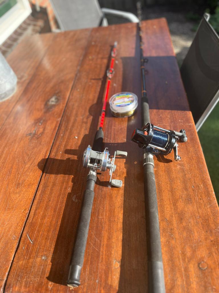 Boot hengel met reel, Ophalen of Verzenden, Gebruikt, Complete hengel