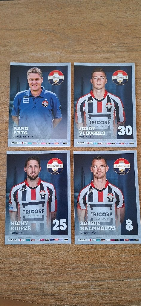 Spelerskaart; 4x Willem II Tilburg, Verzamelen, Ophalen of Verzenden, Nieuw, Willem II, Spelerskaart