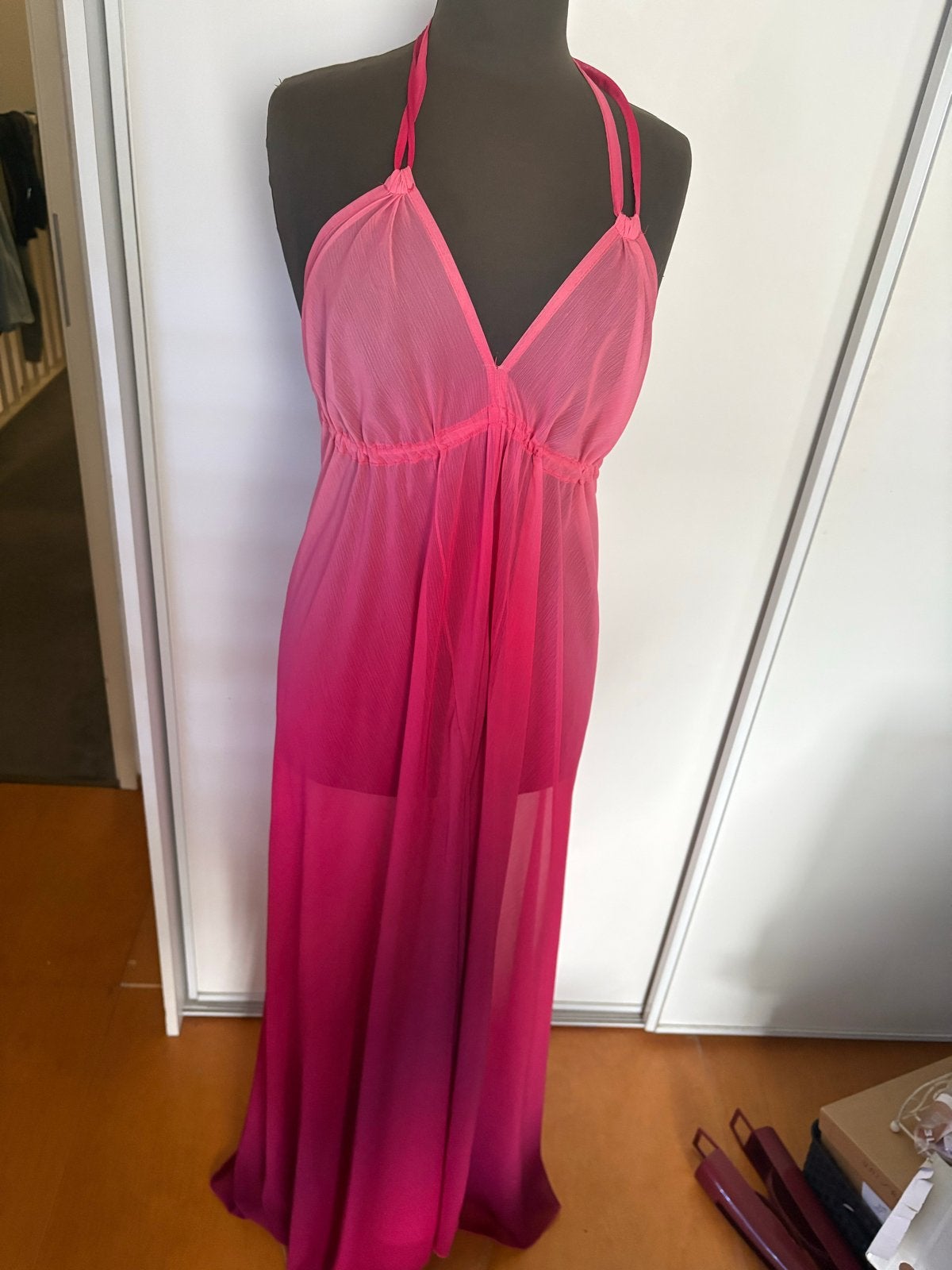 Dames lange jurk roze/bordeaux voor over bikini, Kleding | Dames, Maat 42/44 (L), Ophalen of Verzenden, Roze, Gedragen