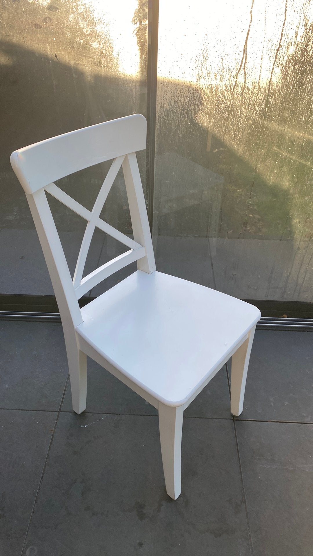4 ikea ingolf eetkamerstoelen, Ophalen, Zo goed als nieuw, Wit