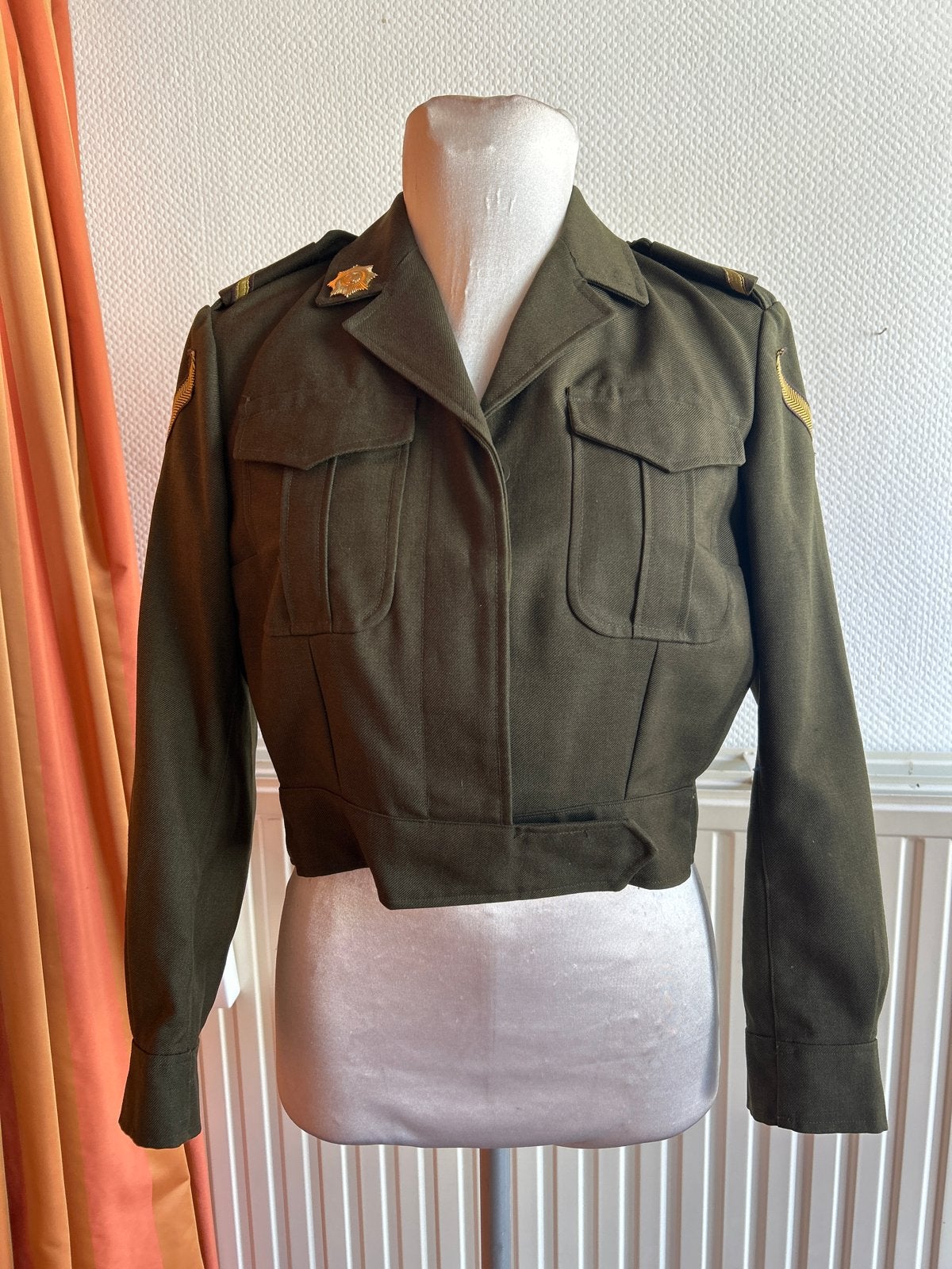 Vintage Landmacht Jack - Maat S - Groen, Ophalen of Verzenden, Landmacht, Overige gebieden, Kleding of Schoenen