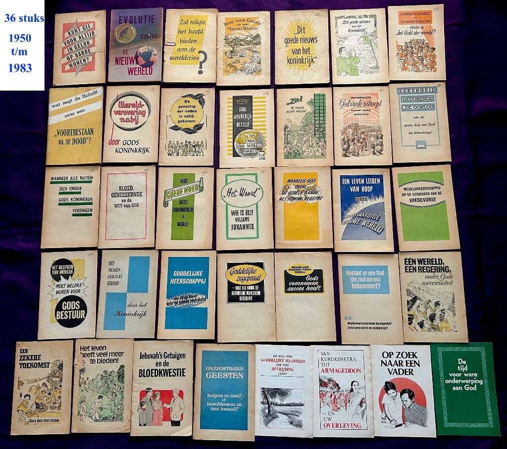 36 Brochures NL Jehovah's Getuigen 1950-1983 Wachttoren JG, Ophalen, Gebruikt, Boek, Overige religies