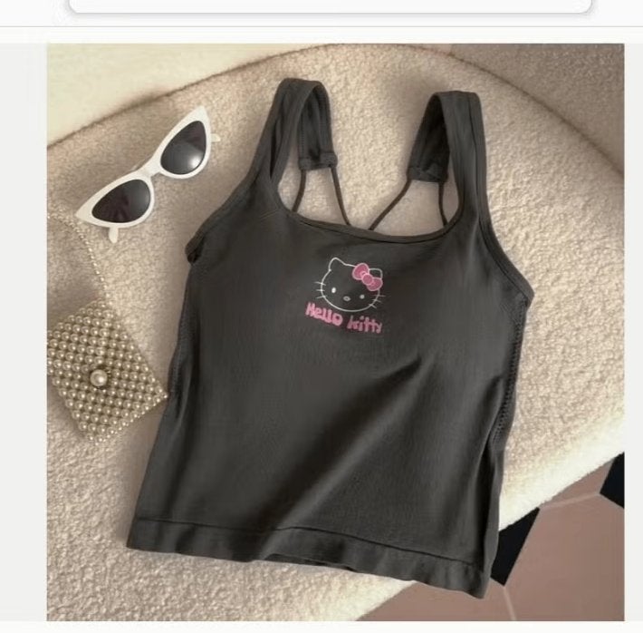 Sanrio Hello Kitty top Y2K met borstpads, Kleding | Dames, Ophalen of Verzenden, Nieuw, Maat 38/40 (M), Zonder mouw