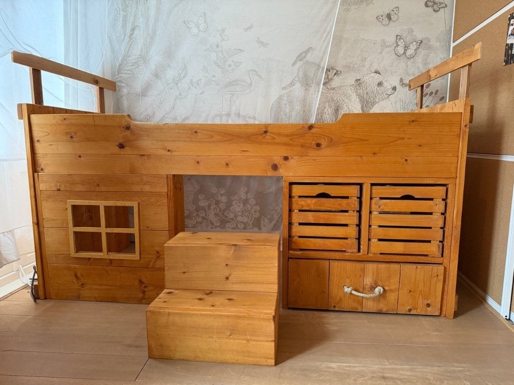Unieke Semi-hoogslaper, custom made (+gratis matras), Ophalen, Gebruikt, Halfhoogslaper