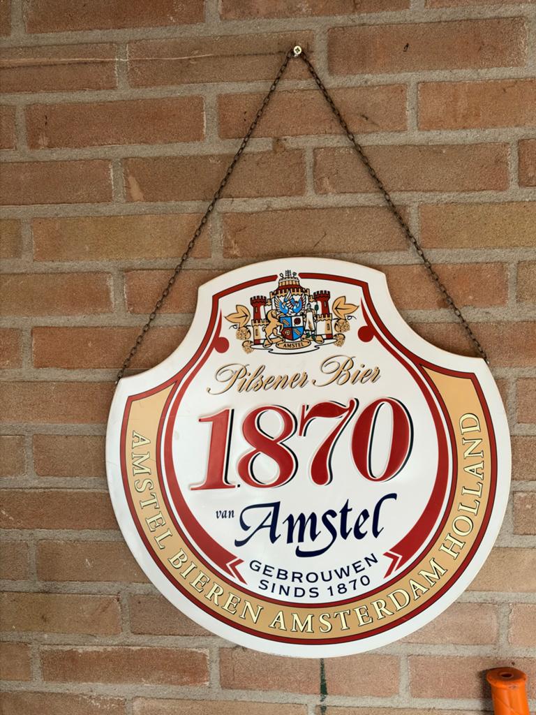 Amstel Bier Reclamebord - Pilsener Bier 1870, Ophalen, Gebruikt, Reclamebord