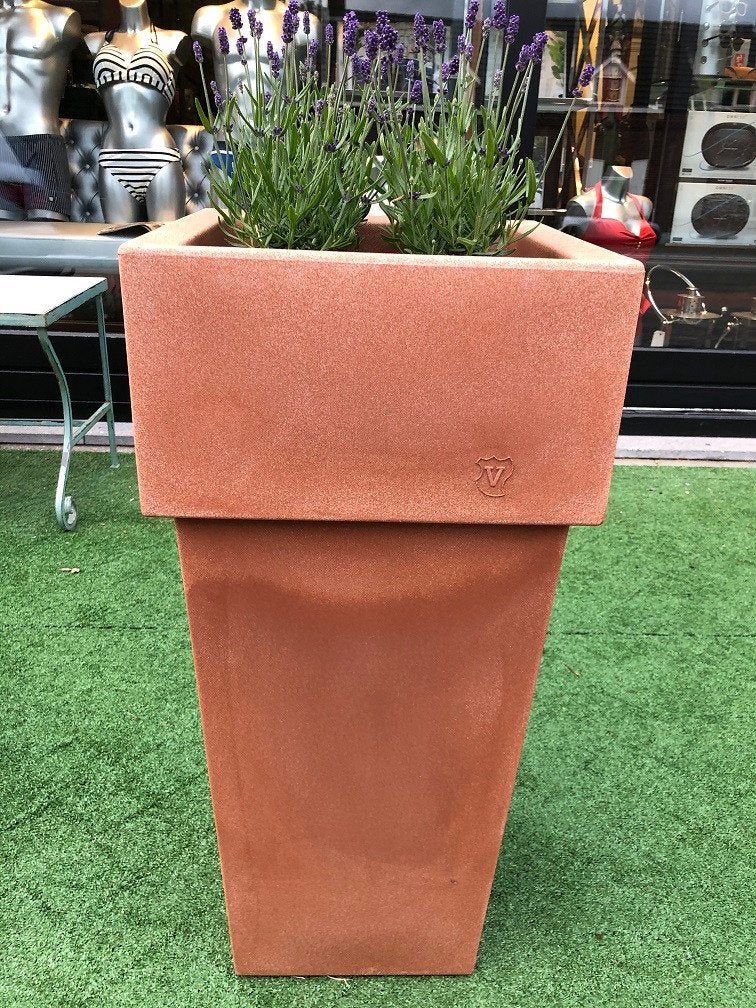 Plantenbak bloembak bloempot terracotta-look kunststof, 25 tot 40 cm, Kunststof, Vierkant, Nieuw