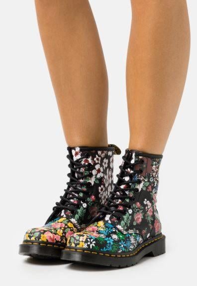 Prachtige leren Dr. Martens veterboots bloemen 1460 maat 34., Dr Martens, Schoenen, Zo goed als nieuw, Verzenden