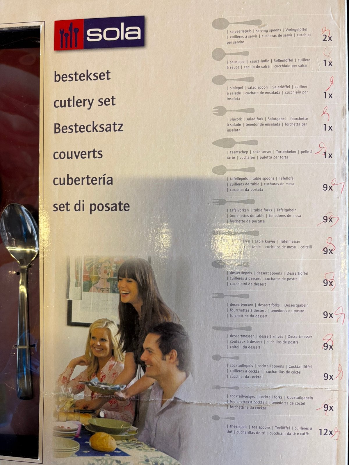 Nieuwe Sola bestekset – 90 delen – in originele doos, Ophalen of Verzenden, Zo goed als nieuw, Nvt, Nvt