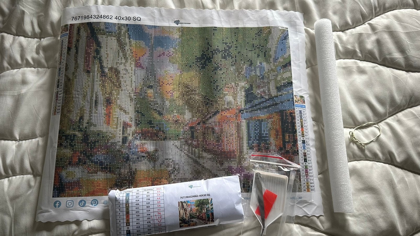 Diamond Painting, eiffeltoren/Parijs, 30x40cm, incl toolset, Hobby en Vrije tijd, Zelfklevend, Diamond painting, Nieuw, Meerkleurig