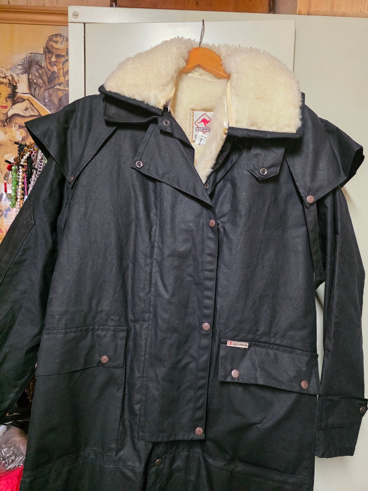 SCIPPIS Longrider Oilskin waxjas + merino wollen voering, Zwart, Scippis, Ophalen of Verzenden, Zo goed als nieuw