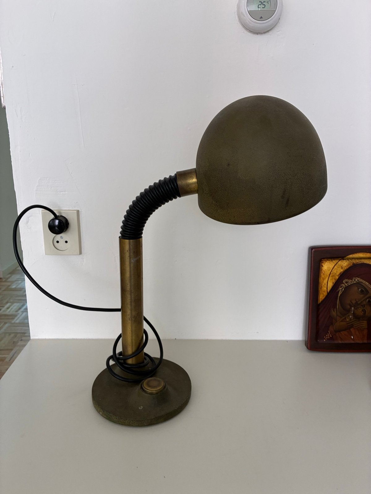 Vintage Bureaulamp/Tafellamp - Groen/Brons, Huis en Inrichting, Lampen | Tafellampen, Bureaulamp, Overige merken, Metaal, Gebruikt