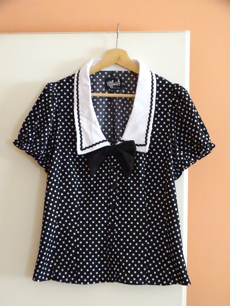 Hell Bunny blouse Naomi zwart maat M, Maat 38/40 (M), Zwart, Nieuw, Ophalen of Verzenden