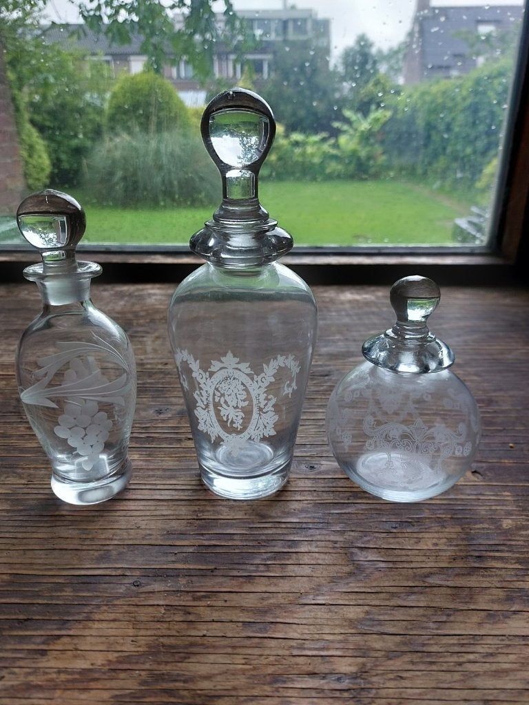 Kristal brocante vaasjes 3x. Prijs is per vaasje., Ophalen of Verzenden