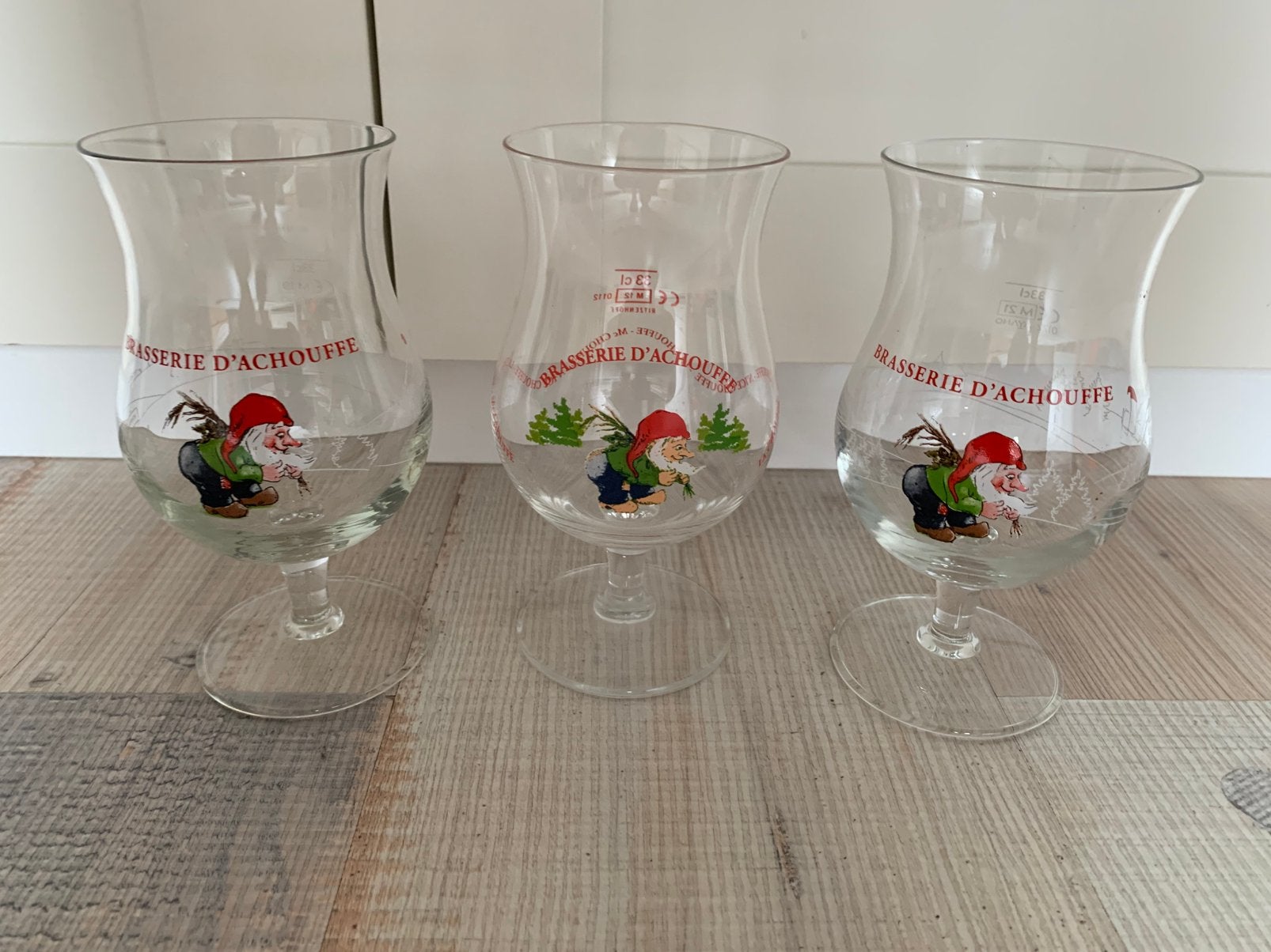 3x La Chouffe bierglazen, Ophalen of Verzenden, Zo goed als nieuw, Glas of Glazen, Overige merken