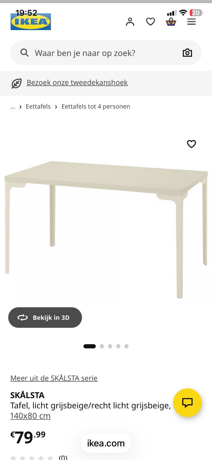 Ikea tafel nieuw in doos, Ophalen, Nieuw, Rechthoekig, 50 tot 100 cm