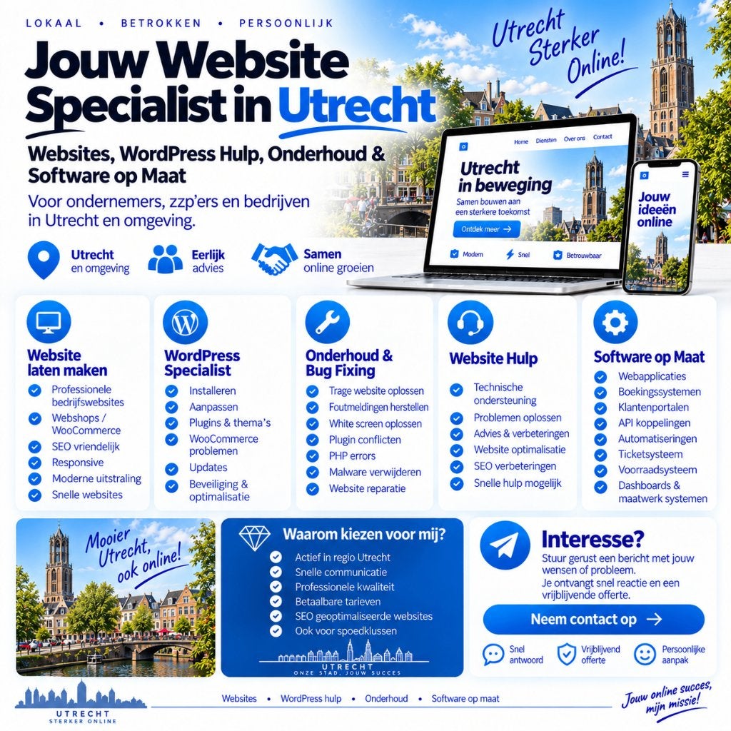 Website Laten Maken & WordPress Hulp Utrecht, Vanaf 3 jaar, Geschikt als bijbaan, Freelance of Uitzendbasis, 33 - 40 uur
